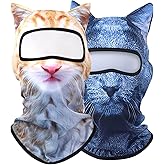 BRLETNNR Cat Mask 3D Printed Cat ski Mask Balaclava with Ears Breathable Perfect for Skiing & Biking Party with Solid Pattern