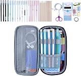Chelory Large Pencil Case Big Capacity Oxford 8.8x4.4x2.2 inch Light Blue view 2