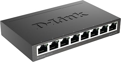 D-Link DGS-108 8-Port Gigabit Unmanaged Metal Desktop Network Switch Black