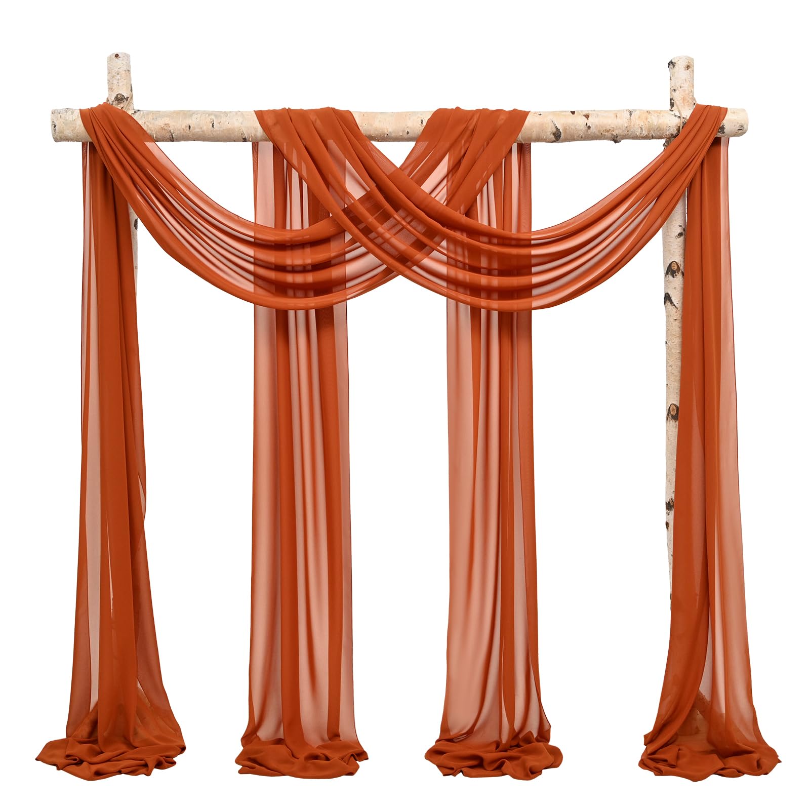 Showgeous Wedding Arch Draping Fabric 2 Panels 28" x20Ft Terracotta Chiffon Fabric Drapery Wedding Arch Drapes Chiffon Sheer Backdrop Curtains for Arbor Wedding Archway Ceremony Ceiling Decorations