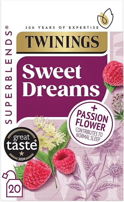 Twinings Sweet Dreams Tea Raspberry Passionflower Valerian Niacin 20 Bags