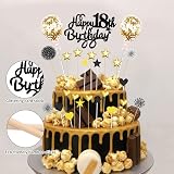 Domgoge 18th Birthday Cake Topper Black Gold Glitter 25pc Star Heart Balloon view 3