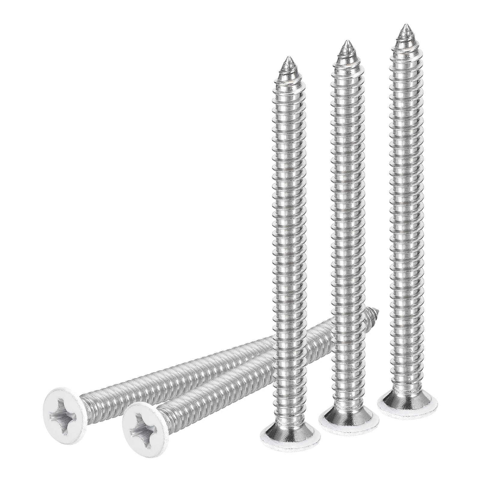 DTGN 50Pcs #14x3" Flat Head Wood Screws, 304 Stainless Steel White Phillips Self Tapping Screws - Good for Woodworking, Furniture - White — image 1