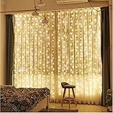 ZSJWL 300 LED Curtain Fairy Lights with Remote, 8 Modes 9.8 × 9.8 Ft Curtain String Light USB Plug in, Twinkle Silver Wire Li