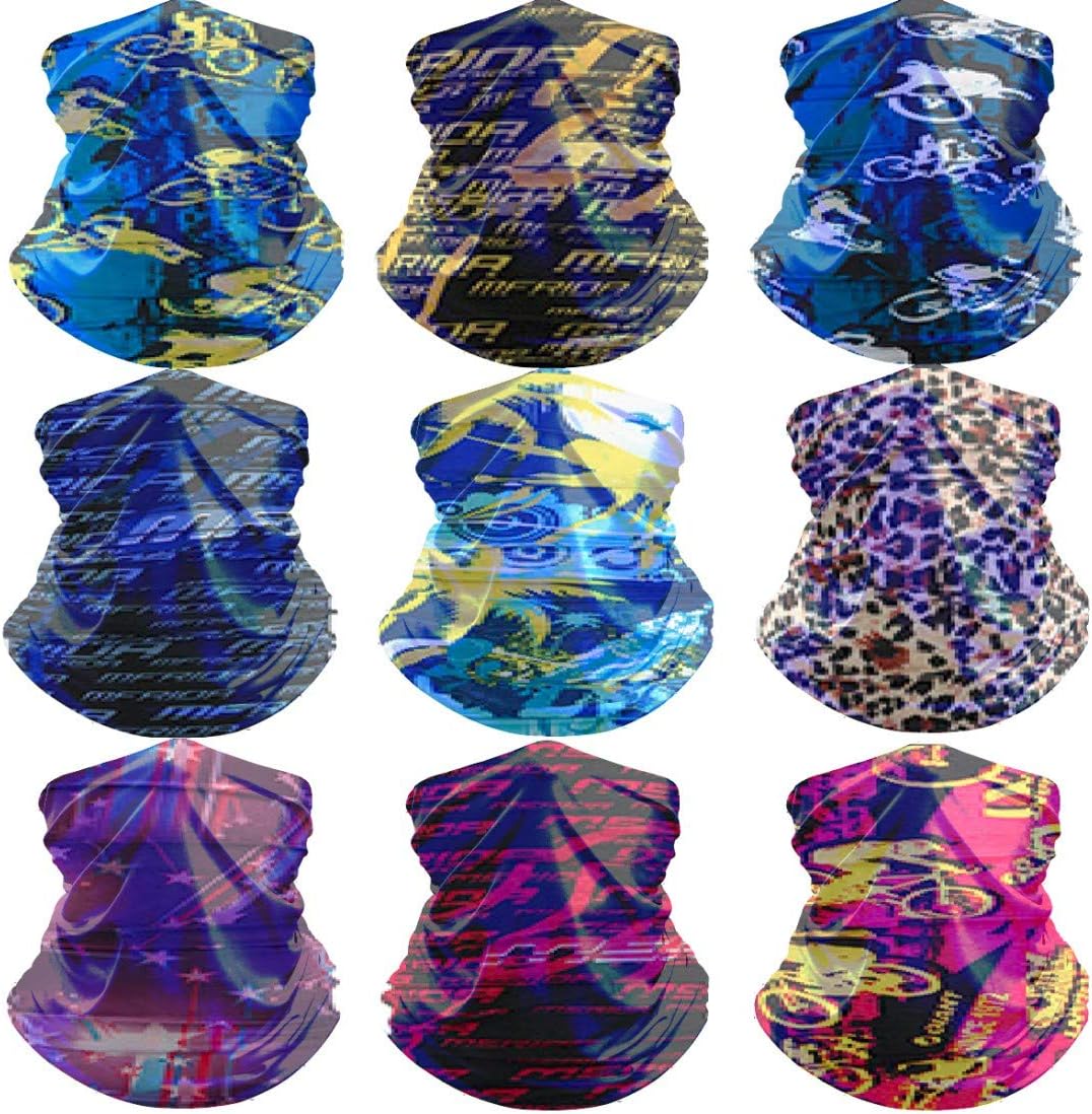HCMY Multifunctional Magic Scarf Outdoor Headwear Bandana Sports Tube UV Face Mask for Workout Yoga 9pcs