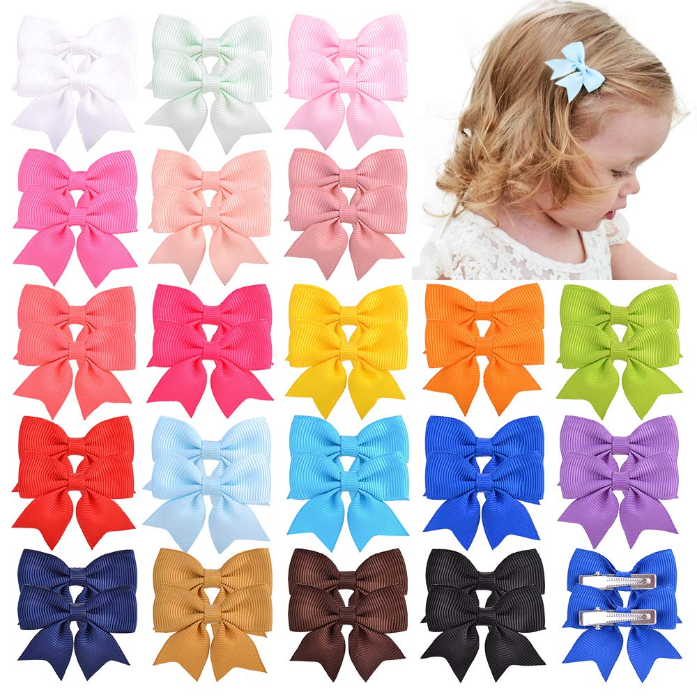 40 PCS 2 inch Baby Girls Hair Bows Alligator Clips Grosgrain Ribbon Boutique Clips Hair Accessories for Kids Toddlers