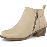 mysoft Women's Ankle Boots Chunky Low Heel with Side Zipper | 1.77 inches,Wide Width,Round Toe,Chunky,Comfortable,Short Boots,Casual Wear,Office,Walking,Travel,Shopping,Fall Winter Shoes