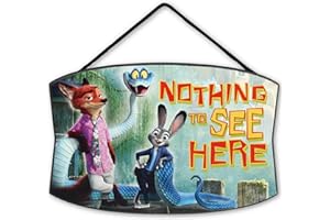 OPEN ROAD BRANDS Disney Zootopia 2 Nothing to See Here Hanging Wood Wall Decor - Fun Zootopia Sign for Kids' Bedroom or Play Room