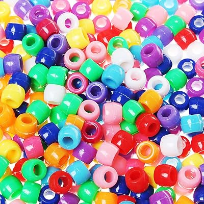 kuou Ofeon 1200 Pcs Pony Beads Acrylic Colorful Craft Beads 6x8mm