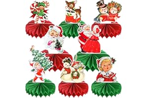 ssailue decor 8 Pieces Vintage Christmas Table Centerpiece Victorian Style Themed Christmas Honeycomb Centerpieces for Xmas Holiday 3D Table Decorations