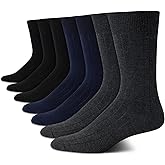Van Heusen Mens Dress Socks - 7 Pack Soft Stretch Moisturing Wicking Work Crew Socks for Men (Sizes: 6-12.5)
