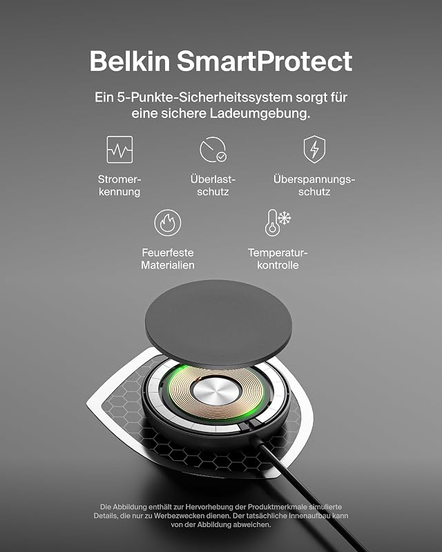 Magnetisches Kabelloses Ladegerät (15W) mit Ständer – zertifiziertes MagSafe Ladegerät, Qi2 Ladestation für iPhone 16, 15, 14, Samsung Galaxy S25, S24, AirPods usw. (mit Netzteil) – Schwarz