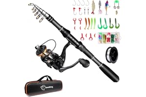 Ehowdin Fishing Pole Kit 1.8m/2.1m, Carbon Fiber Telescopic Fishing Rod and Reel Combo with Spinning Reel, Line, Bionic Bait,
