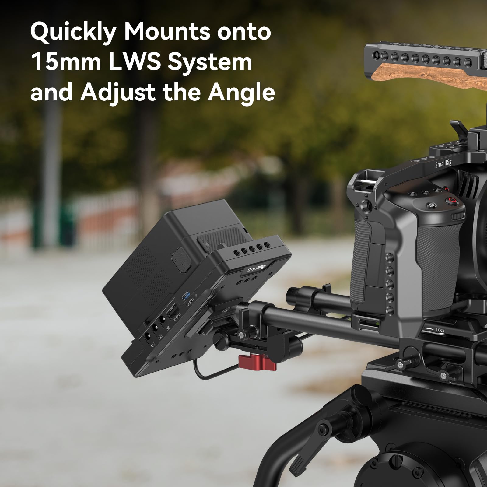 SMALLRIG V Mount Battery Adapter Plate with PD 65W USB-C Quick Charger, QC Protocol USB-A, D-TAP, 8V & 12V DC Port, 15 mm Rod Clamp and Adjustable Arm, for Sony for Canon Cameras & Camcorders