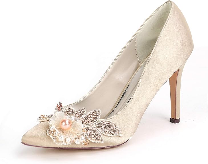 Anna�s Bridal Pearl Satin White Wedding Shoes