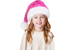 Tokforty Santa Hats for Kids, Unisex Velvet Touch Comfort Christmas Hats for New Year Festive Party Christmas Supplies