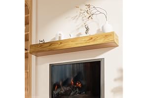Easyego Fireplace Mantel Shelf 60", Rustic Wood Mantles for Over Fireplaces, Wall Mounted Farmhouse Decor, with Brushed Surface Workmanship(60Lx8Dx5H, Rustic Natural)