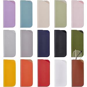 DELORIGIN 60pcs Soft Glasses Cases Bulk Leather Eyeglass Bag 15 Colors Portable Slip in Eyewear Sleeve Protector Pouch Soft S