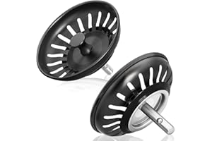 Black Kitchen Sink Drain Stopper Stainless Steel Sink Strainer Plug Universal 80mm Sink Strainer Basket Anti-Clogging Waste C