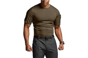 CQR Men's Short Sleeve Military Tactical T-Shirt, Athletic Gym Training Army Shirts, Outdoor Hiking Workout Shirt