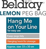 Beldray Lemon Print Peg Bag 33 x 30 cm Hang on Line Indoor Outdoor view 3
