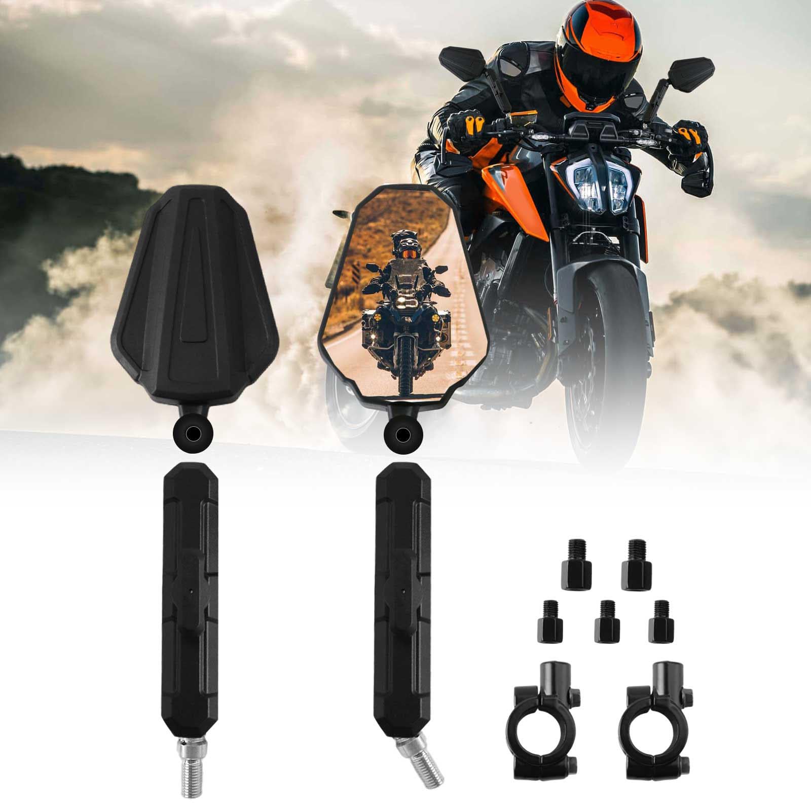 Photo 1 of PACEWALKER Universal Motocycle Mirrors Upgraded Aluminum 360°Adjustable Ball-Head ATV Rear View Mirror with 7/8" Handlebar Mount and 8/10MM Screws Compatible with Street Dirt Bike Scooter Moped ATV