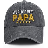World's Best Papa Baseball Cap for Men, Embroidered Adjustable Washed Cotton Fathers Day Dad Hat