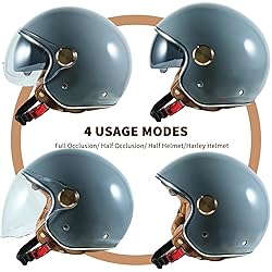 Pretoee Open Face Motorcycle Helmet, 3/4 Retro