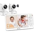 6" Baby Monitor with 2 Cameras and Audio 30 Hours Battery Upgrade Split Screen Video Baby Monitor Remote Pan-Tilt-Zoom 178°Wide-Angle 150 Languages No WiFi ECO 2-Way Talk Night Vision 1000ft Travel