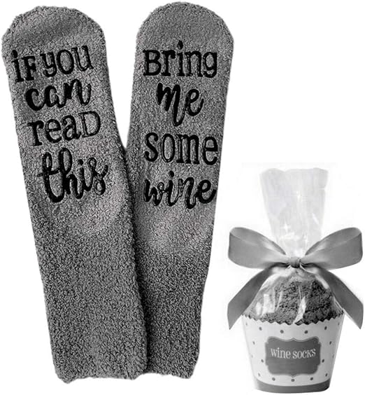 Shujin Damen Wein Socken Flauschige Kuschelsocken mit Cupcake