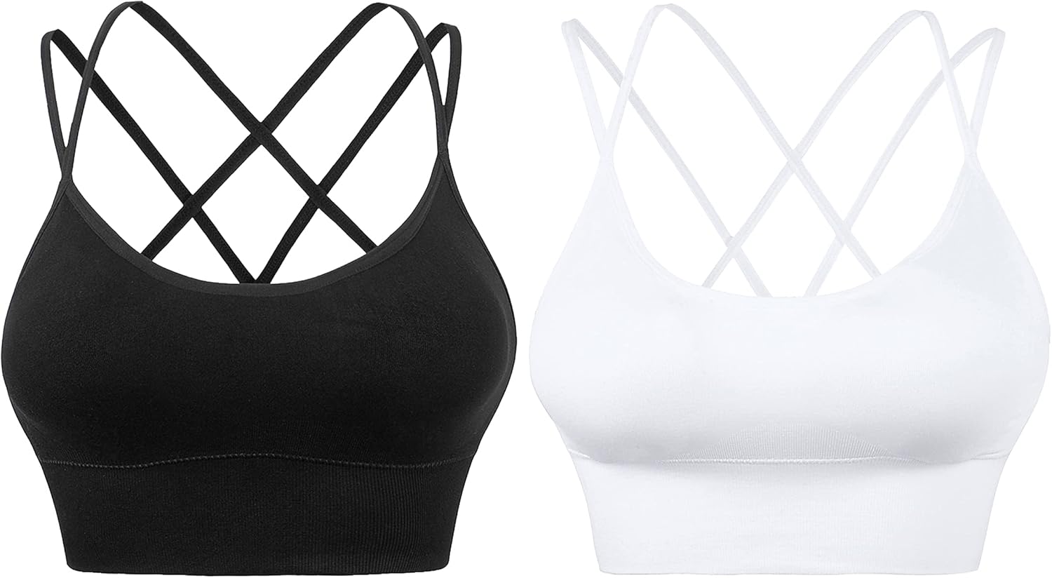 Evercute Cross Back Sport Bras Padded Strappy Criss Cross Cropped Bras