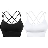 Evercute Cross Back Sport Bras Padded Strappy Criss Cross Cropped Bras for Yoga Workout Fitness Low Impact