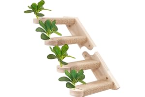 Meowoou Cat Wall Shelves,Modern & Durable 4 Steps Sisal Rope Stairs & Perch for Cat Climbing Wall Systems with Leaves Left Step C
