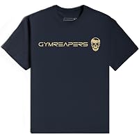 GYM LIFE Men's Power Up Icon Workout T-Shirt - Athletic Performance Short Sleeve Tee, Navy Blue Heather