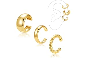Moodear 3Pcs Chunky/Thin Ear Cuffs Non Piercing for Women - Dainty 14K Gold Plated Cuff Earring Trendy Cubic Zirconia Ear Cuff for Women Cartilage Jewelry Gift