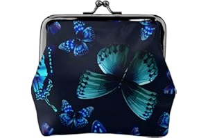 WOEZKEX Coin Purses Gift Bag With Clasp Kiss Lock Change Pouch Beautiful Butterflies Blue Butterfly Mini Coin Wallet Vintage Trinkets Pouch