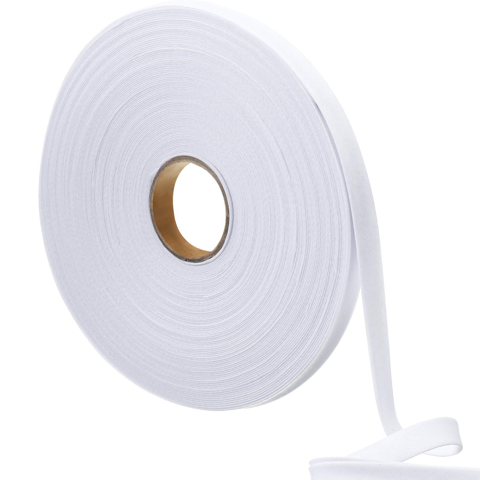 Jetec 1/2 Inch Double Fold Bias Tape Bias Binding Wide Fold Cotton Tape for Sewing Seaming Hemming Piping Quilting Projects(30 Yards,White)