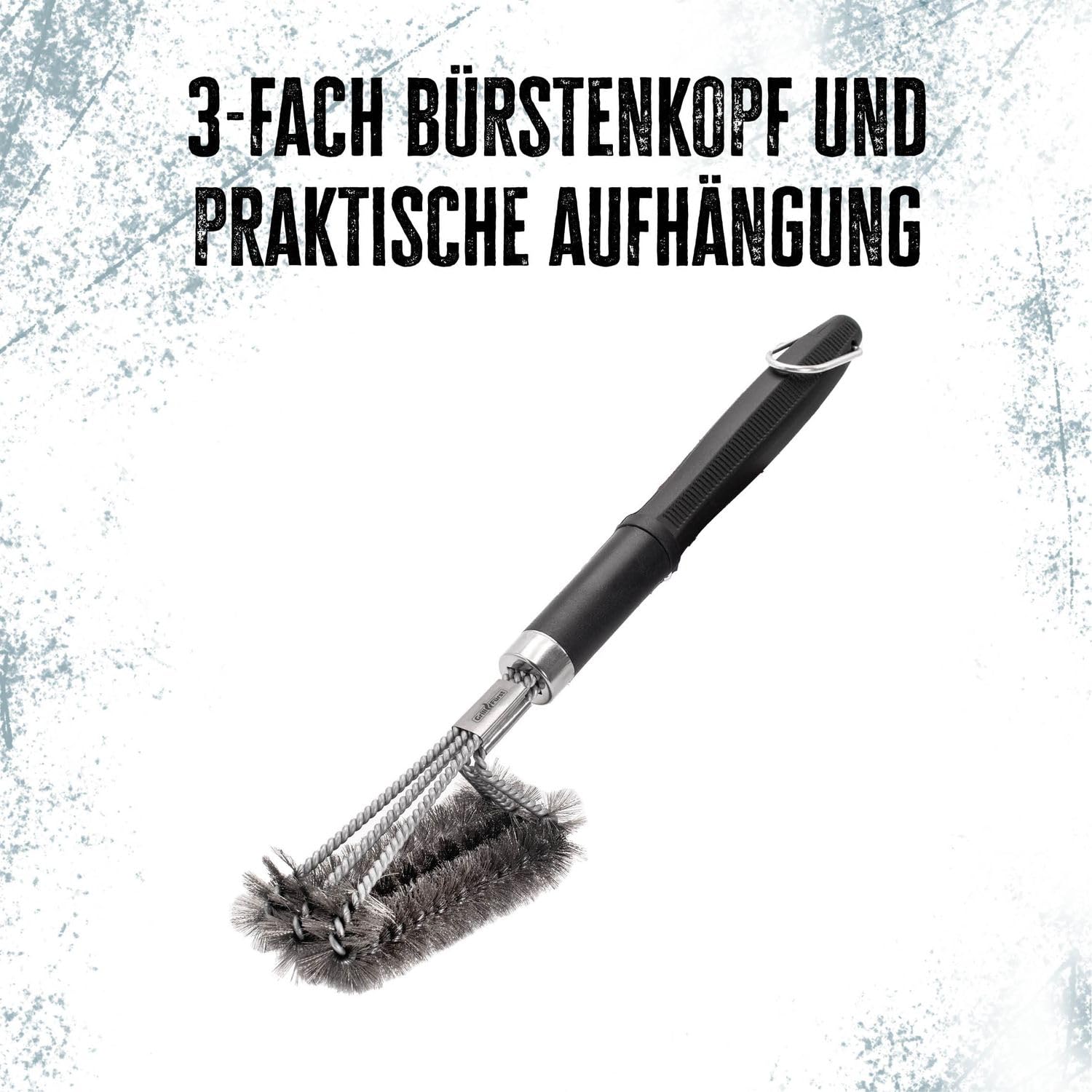 2X Grillfürst Premium Grillbürste mit Edelstahl Borsten, 45 cm - Grill Reinigungsbürste für Grillrost, Grillrost Bürste mit langem 3-Fach Bürstenkopf 3