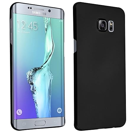 Cadorabo Hülle für Samsung Galaxy S6 Edge Plus - Hülle in Metall SCHWARZ – Hardcase Handyhülle im Matt Metal Design - Schutzh