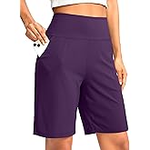 G Gradual Women's Bermuda Long Shorts with Pockets 9" High Waisted Knee Length Shorts for Women Walking Athletic Workout