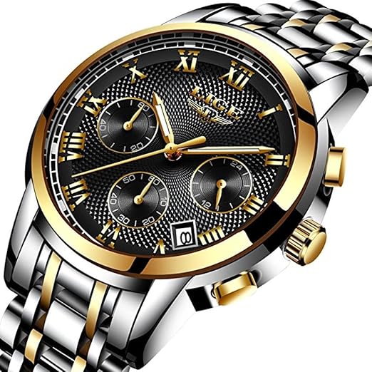 Amazon Com Mens Watches Waterproof Chronograph Stainless Steel Analog Quartz Watch Men Luxury Brand Fashion Dress Business Wristwatch Health Personal Care