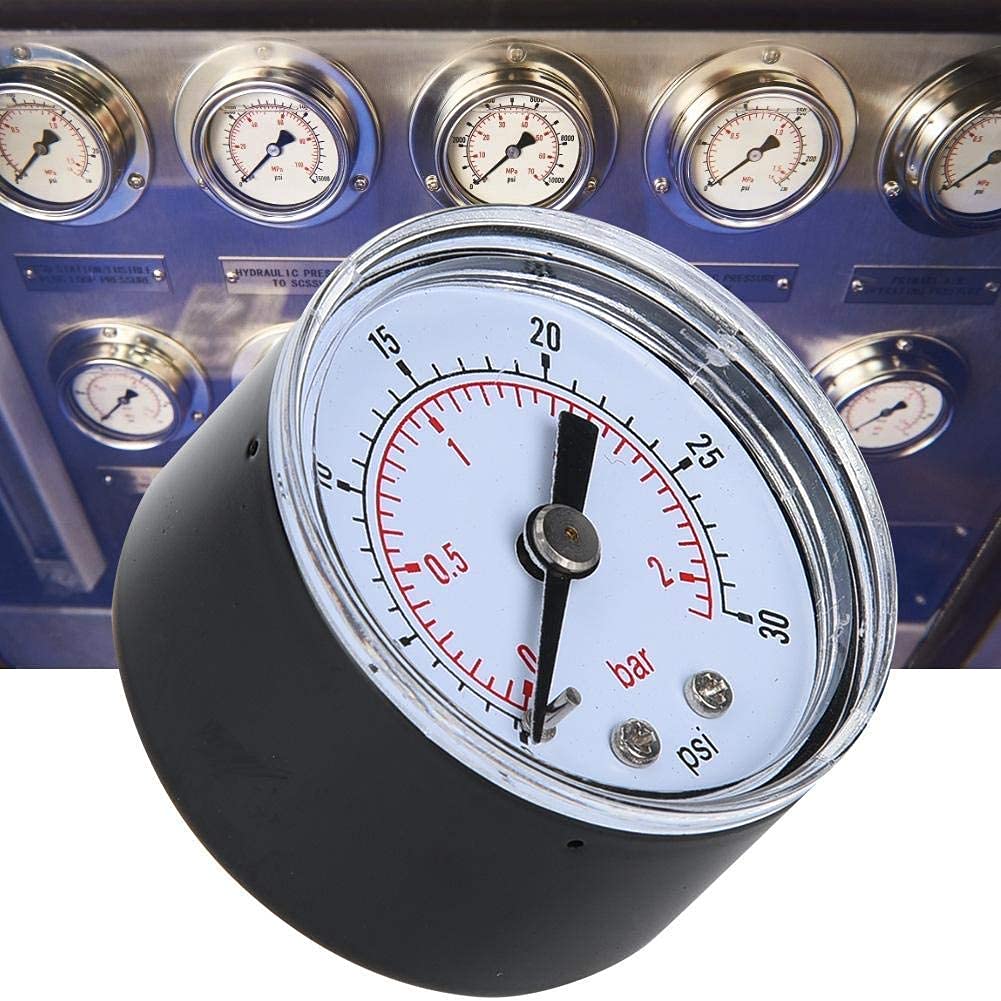 1/8inch BSPT Mechanical Pressure Gauge Manometer Measuring Tool for Air Oil Water Measurement (0-30psi,0-2bar)