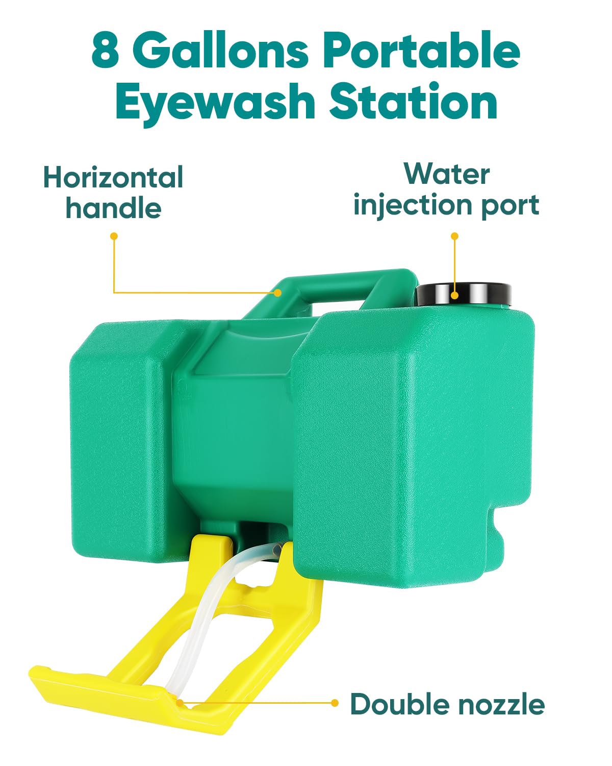 8-Gallon Portable Eye Wash Station – Wall Mount OSHA-Approved Emergency Eyewash With Mirror & Dual Spray | ANSI Certified