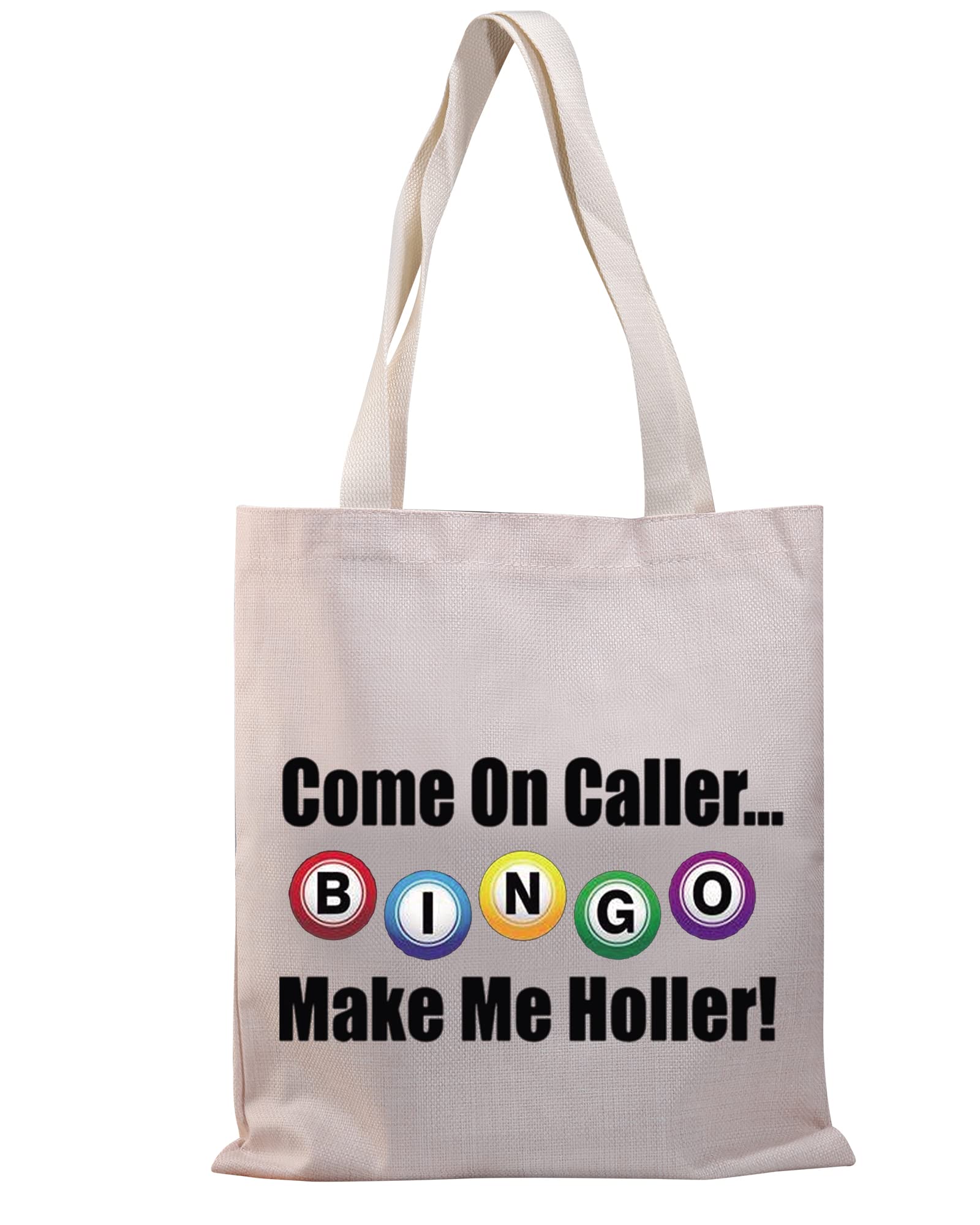 PLITI Bingo Tote Bag Bingo Lover Gift Bingo Gambler Shoulder Bag Come On Caller Make Me Holler Bingo Player Gift (Make me holler TG)