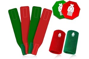 DEEKIN 7 Pcs Wrestling Flip Disc Arm Wrestling Wrist Bands Wrestling Ankle Bands Set 1 Pliable Plastic Referee Coin 2 Red Green Referee Wristband 4 Wrestling Tournament Bands for Official Umpire Dual Meet