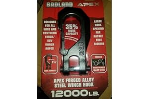 HFT BADLAND 12000 Lb. Winch Hook (6 Ton) Ultra Strong Forged High Strength Alloy Steel Winch Hook Clip 1-1 12 inch Capacity Latch