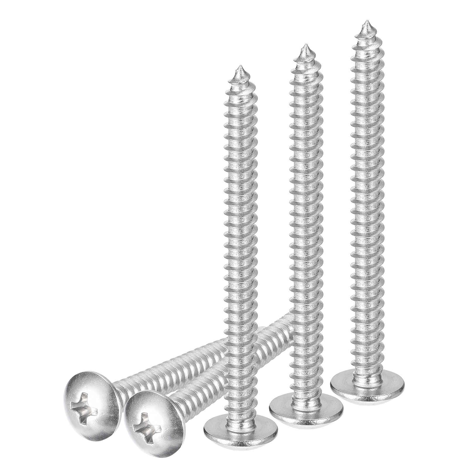 DTGN #8x2 Sheet Metal Screws - 50 Pack - for Wood, Furniture - 304 Stainless Steel Phillips Truss Head Self Tapping Tip Wood Screws - Silver