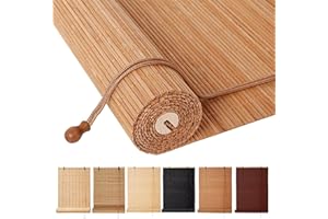 BAYUE Bamboo Blinds, Easy to Install Bamboo Shades for Indoor Windows, Custom Sizes Roller Shades for Indoor Windows, Roll Up Blinds Indoor Outdoor Patio