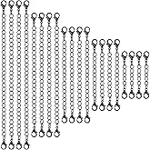 Ptwola 20 Pcs Black Extension for Necklace 5 Size Jewelry Extenders Jewelry Chain Extension Iron Chain Extender with Lobster Clasp for Women Girls Bracelet Anklet Making Supplies
