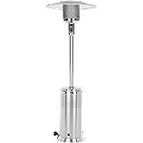 Fire Sense Stainless Steel Pro Series Patio Heater with Wheels | Uses 20 Pound Propane Tank | 46,000 BTU Output | Weighted Ba